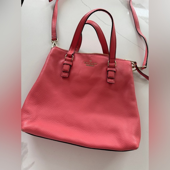kate spade Coral Pink Pebbled Leather Crossbody Satchel - Picture 2 of 5